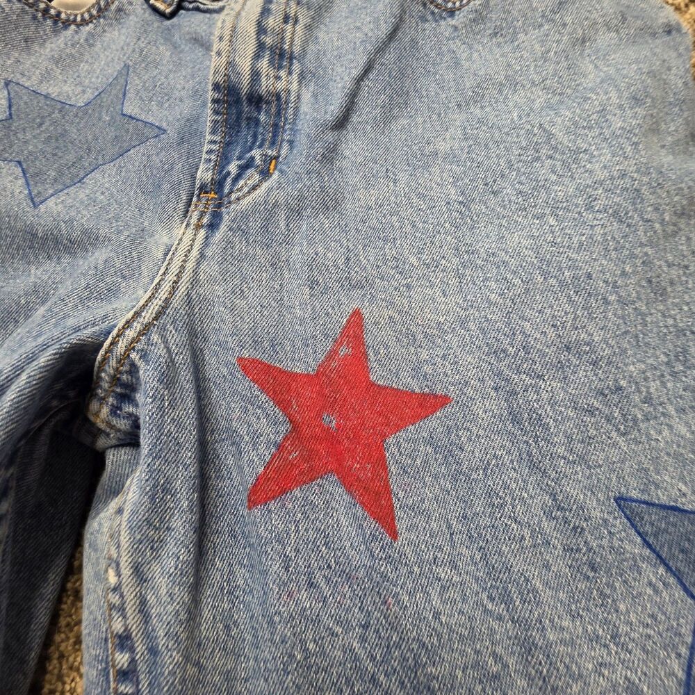 Vintage GAP Reverse Fit Jeans Size 10 Long Custom Stars Patriotic Flag America - Picture 10 of 11